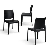 PAZZO DESIGN Sedia Alberto set da 4 sedie Nero, Polipropilene