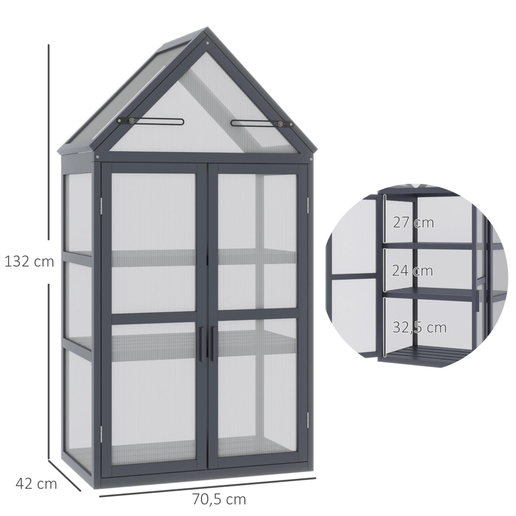 SERRA Mini a 3 ripiani 70,5x42x132 cm Legno Grigio