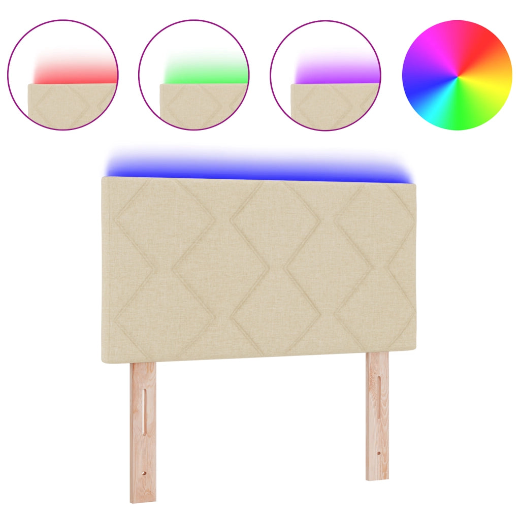 Testiera LED Design a Blocchi di Diamante Panna 80 cm Tessuto
