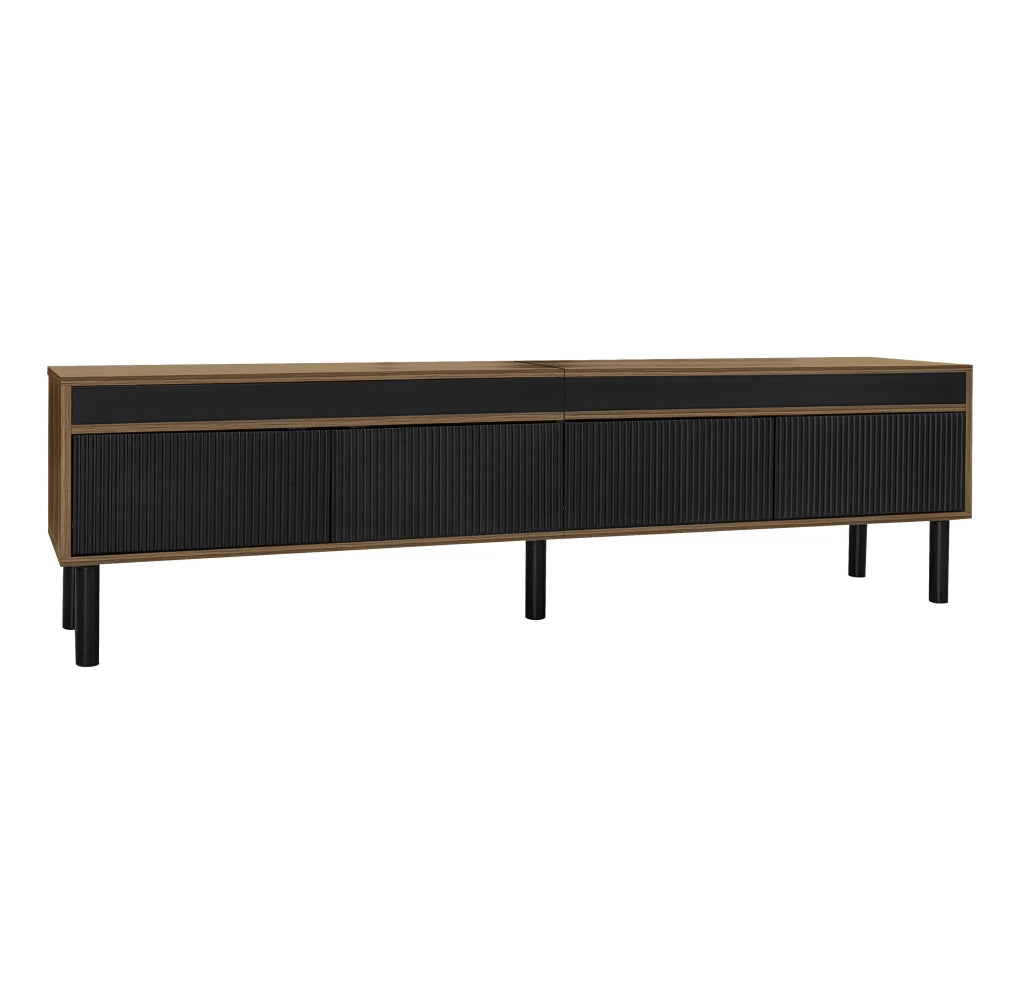 MOBILE TV con 4 ante 170 x 38 x 47,7 cm MDF e truciolare nero e naturale