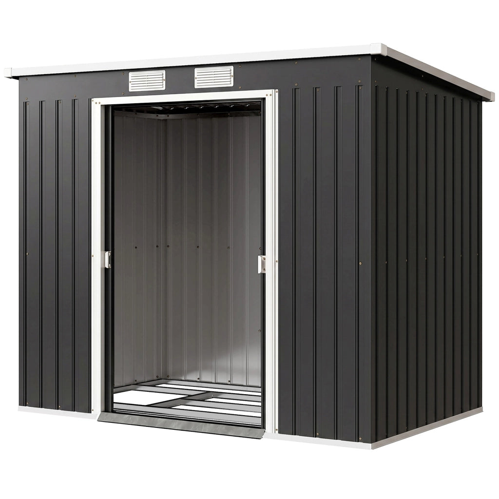 Casetta da Giardino in Acciaio ¨C zephmum ¨C 213x130x172 cm, Grigio Scuro
