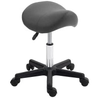 Sgabello a Rotelle Regolabile in Altezza, Girevole, in Ecopelle, 48 x 47 x 45-57 cm, Grigio