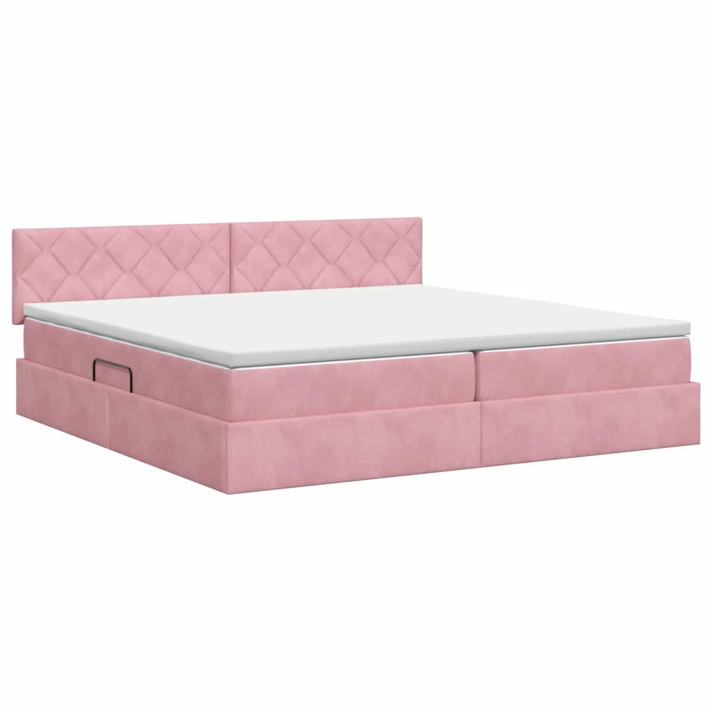 Letto con Contenitore con testiera Rosa 200 x 200 cm Velluto 3458894