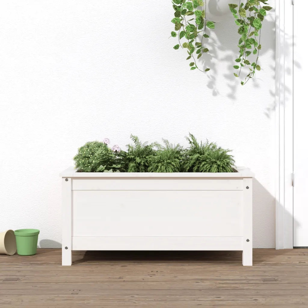 Fioriera da Giardino Bianca 82,5x40x39cm Legno Massello di Pinocod mxl 127812
