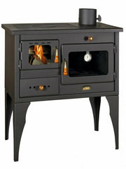 Stufa a legna con forno. Per cucinare e riscaldare. Potenza termica 10kw, con piastre in ghisa. Modello Prity 1P34L