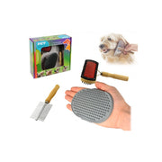 Trade Shop - Kit Delle Coccole 3 Pz Di Spazzole Per La Pulizia E La Cura Del Cane -