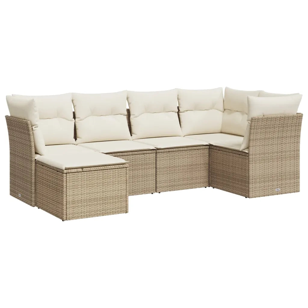 Set Divano da Giardino 6 pz con Cuscini Beige in Polyrattan 3217948