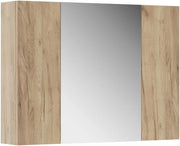 Specchio contenitore bagno Leopold, Quercia dorata, 80 x 59.2 cm con ripiani, che trova posto in ogni bagno
