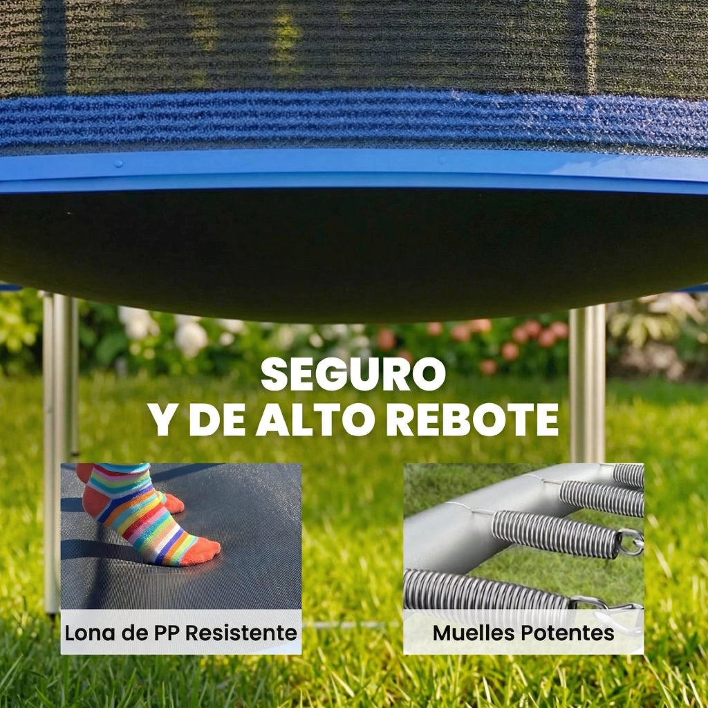 Trampolino Esterno per Bambini con Rete di Sicurezza e Scala ¨C Zephmum ¨C ?366 cm Blu