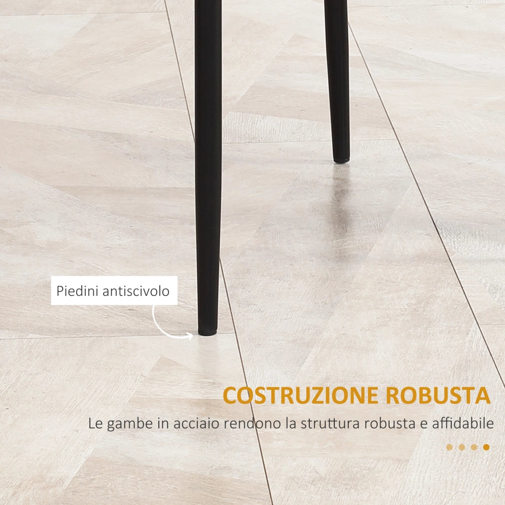 EasyComfort Set di 4 Sedie da Pranzo con Schienale Alto in Finta Pelle e Acciaio, 41x50x97cm, Nero
