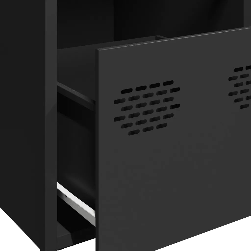 Credenza Nera 68x39x73,5 cm in Acciaio Laminato a Freddo