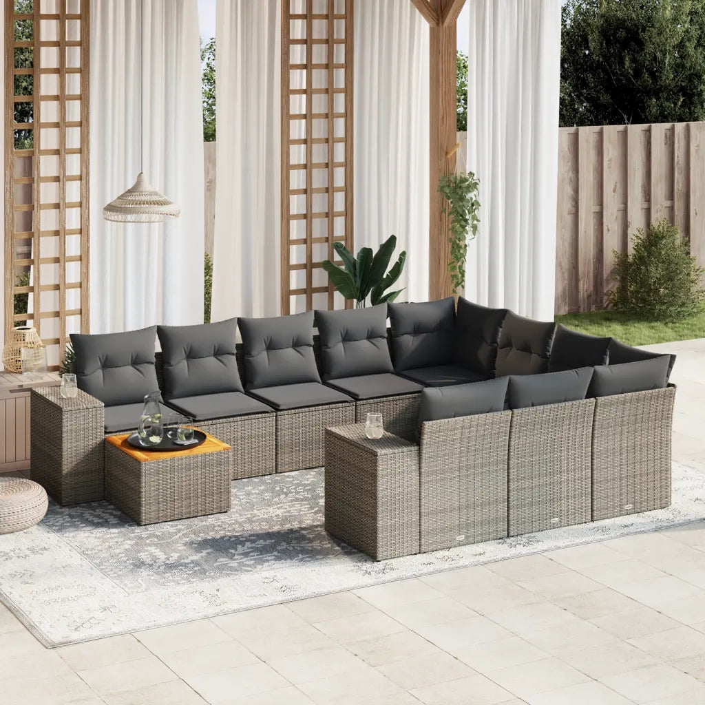 Set Divani da Giardino 11 pz con Cuscini in Polyrattan Grigiocod mxl 114853