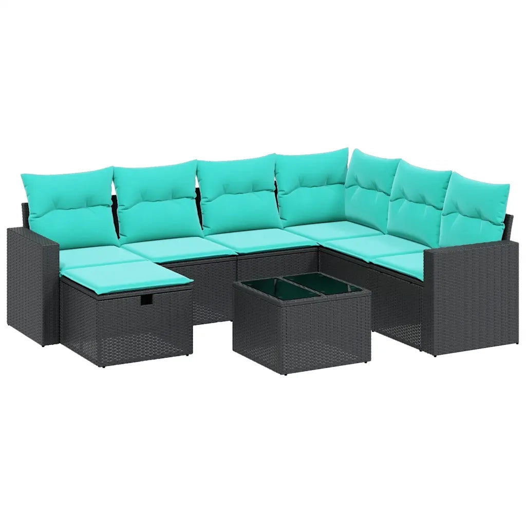 Set Divani da Giardino 7 pz con Cuscini Beige in Polyrattan 3263194