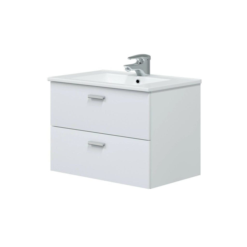 Mobile sottolavabo Tico, Mobiletto da bagno, Contenitore porta lavabo, Armadio per lavandino, 70x45 h50 cm, Bianco lucido