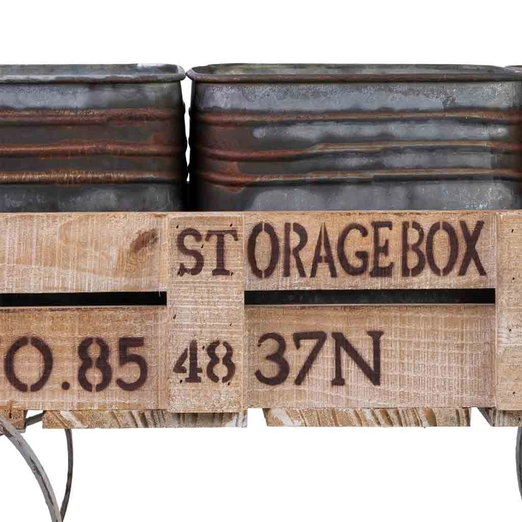 Carrello espositivo in legno e metallo marrone, 72,39x28,58x49,53 cm