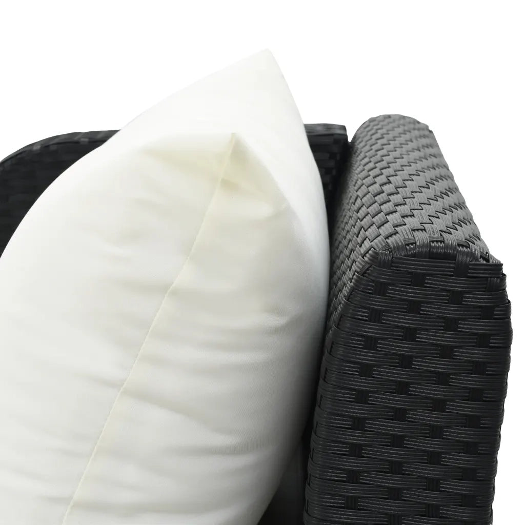 Lettino Prendisole con Cuscino in Polyrattan Nero 44749