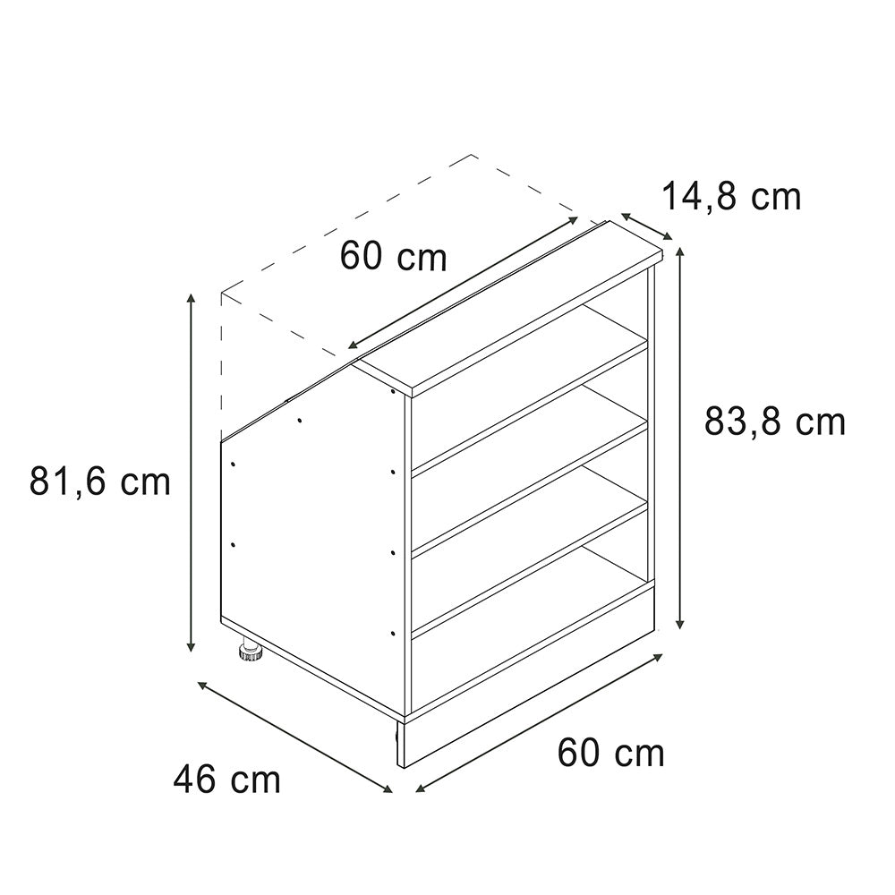 Mobile sottotetto Rion Bianco/Bianco 60 x 83.8 cm con 4 scomparti Vicco