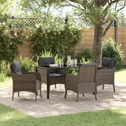 Set da Pranzo per Giardino con cuscino 5 pcs Grigio polyrattan 3380164