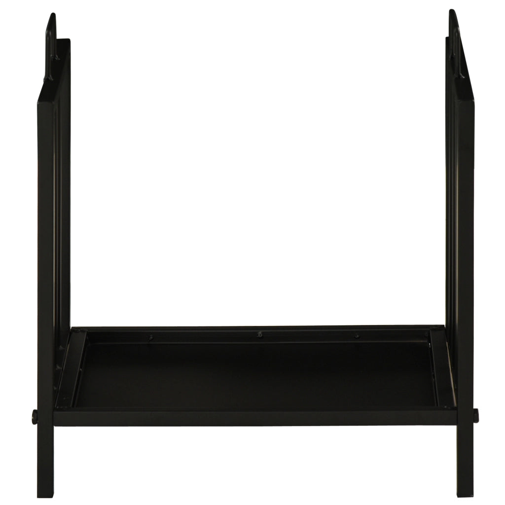 EasyComfort Portalegna da Interno ed Esterno in Metallo con 2 Manici e Base Rialzata, 39x32.5x46cm, Nero