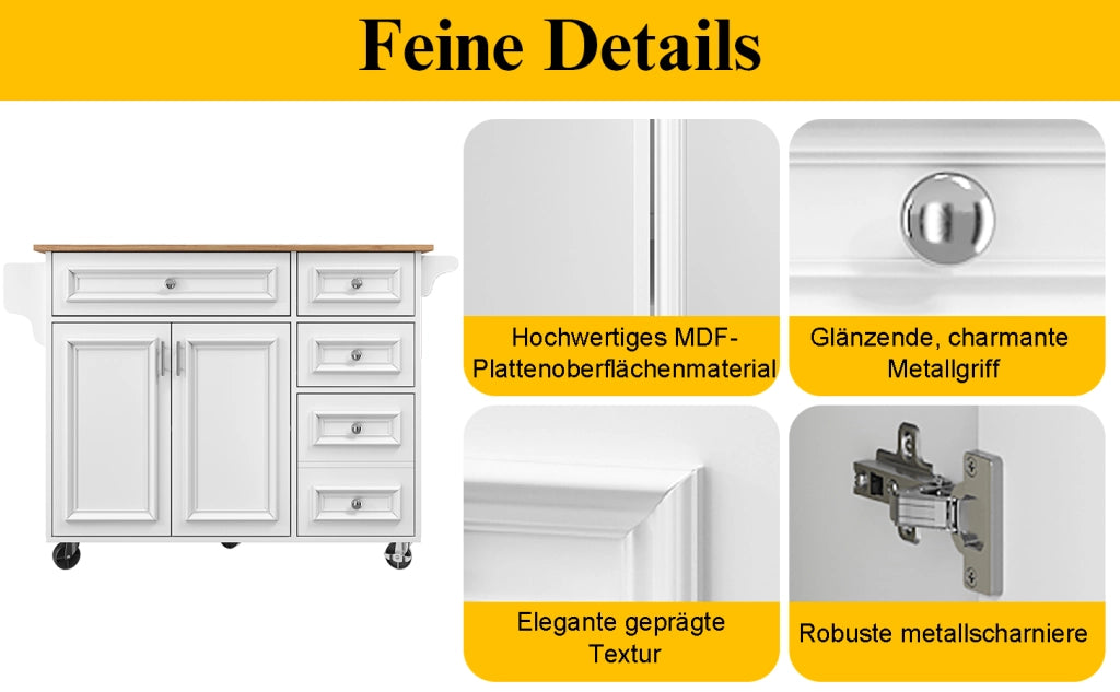 Isola Cucina Multifunzionale ¨C MINIMAL ¨C Bianco, Legno, 110x45x92 cm