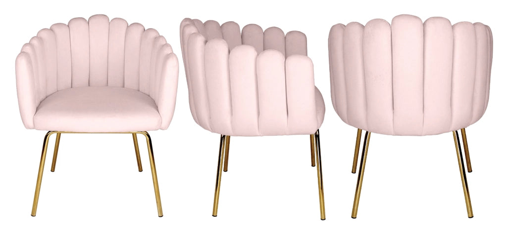 Poltrona conchiglia in velluto rosa poltroncina vintage – Perla - SDPL19PEPD