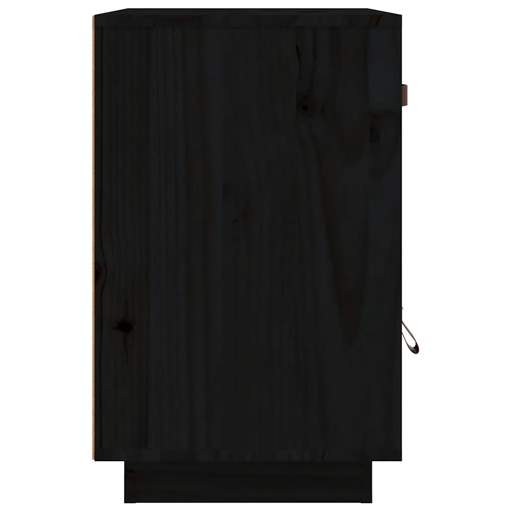 Comodini Neri 2 pz 40x34x55 cm in Legno Massello di Pino 818314