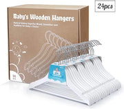 Set di appesi per bambini da 24 appesi in legno con chiusura a molla e gancio rotativo 360° per bambini e bambini in età prescolare - appesi in legno per abbigliamento da bambino e bambino - 30 cm