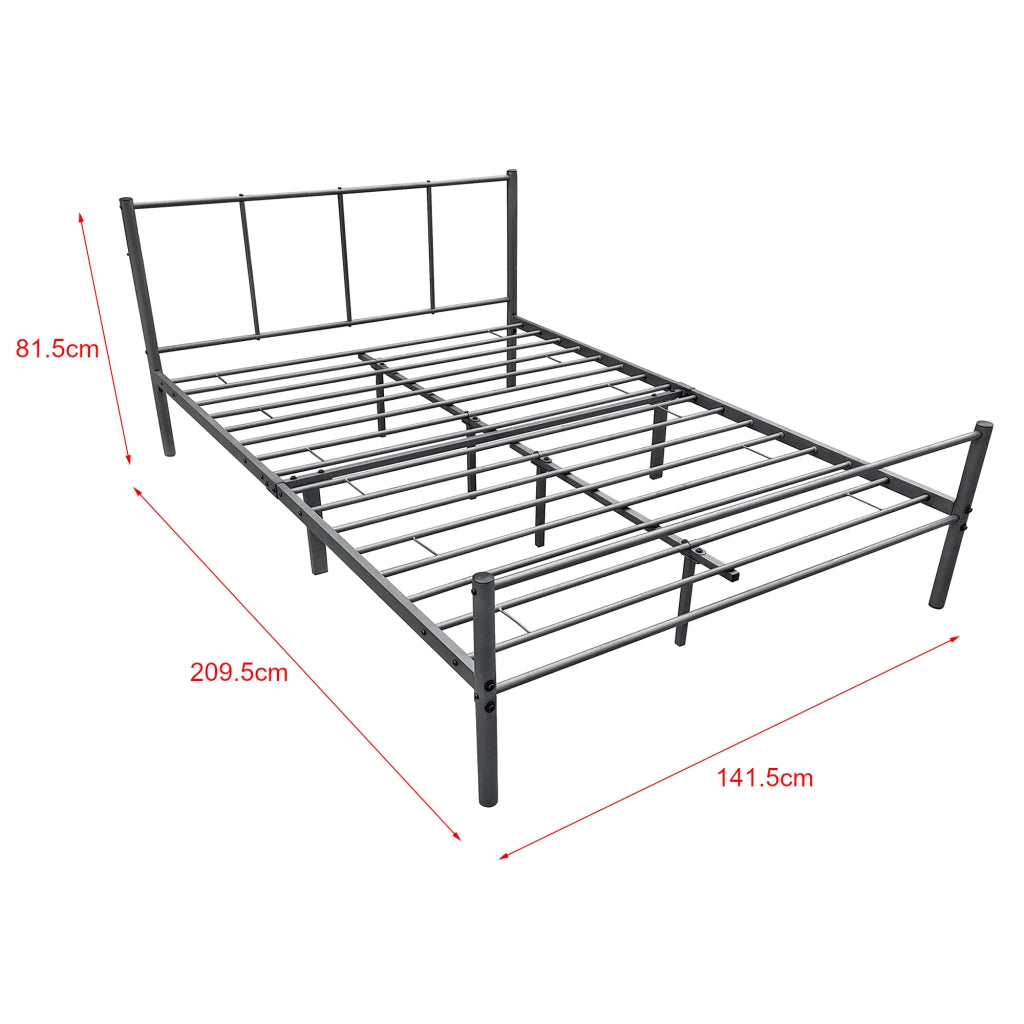 Struttura Letto Francese 140x200 cm in Acciaio con Testiera e Pediera - Grigio Scuro Opaco [en.casa]