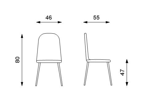 Set 4 Sedie 46x55xH80 cm in Polipropilene Tamara Grigio Scuro