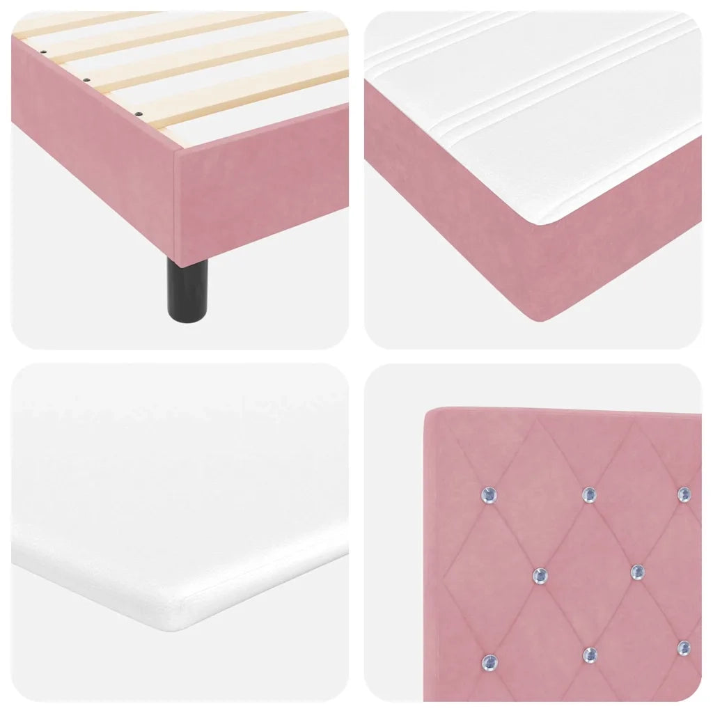 Letto a molle con materasso Rosa 100 x 200 cm Velluto 3339091