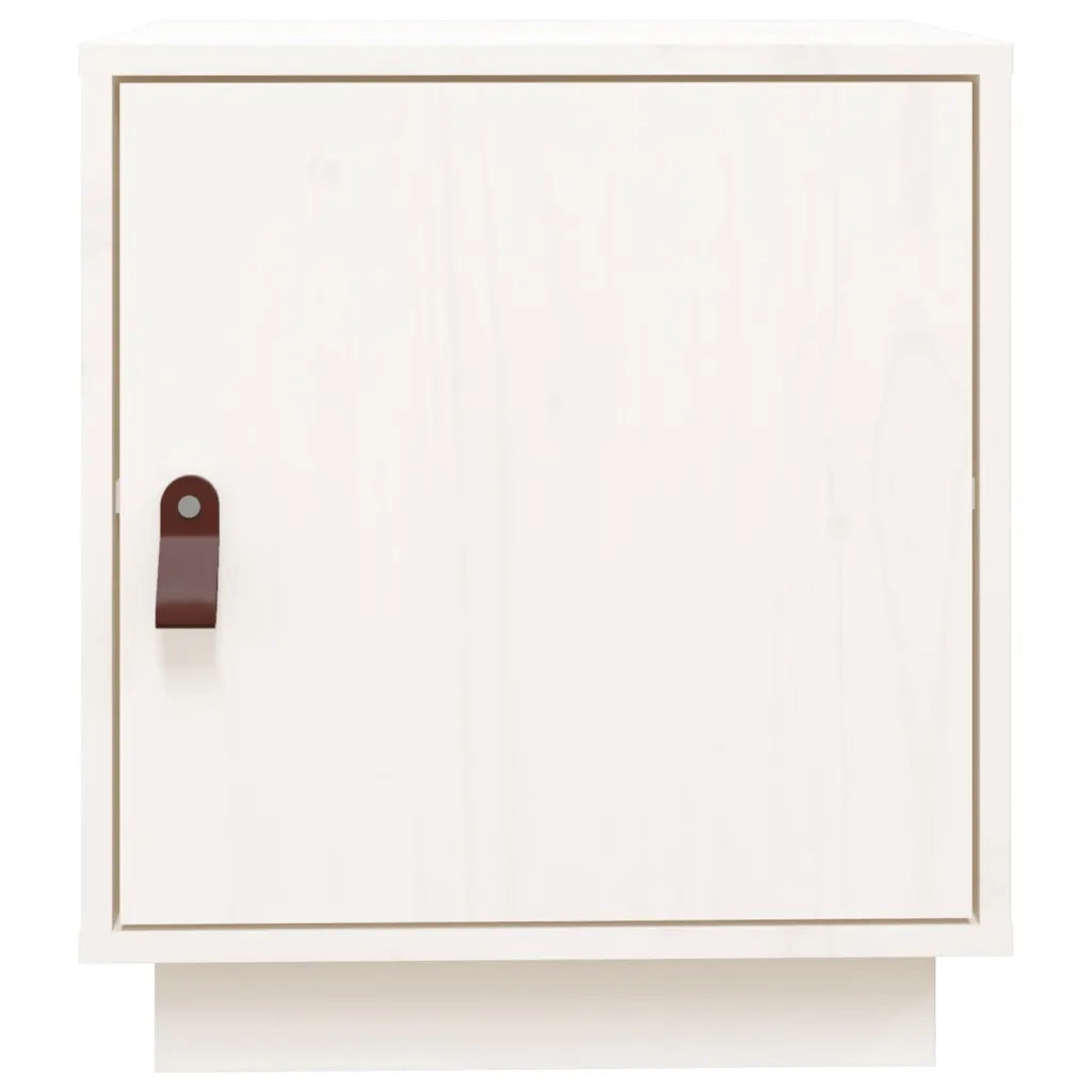 Comodino Bianco 40x34x45 cm in Legno Massello di Pino 818277