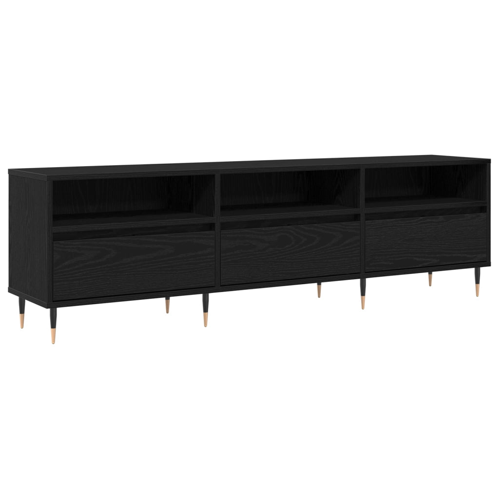 Mobile TV Rovere Nero 150x30x44.5 cm Legno Ingegnerizzato