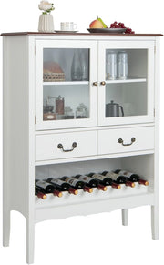 Mobile per vino, credenza con ante, cassetti con maniglia e cantina per vino, cantina moderna, 90,5 x 38 x 126 cm, per cucina, sala da pranzo, bar, SE09334FQDE
