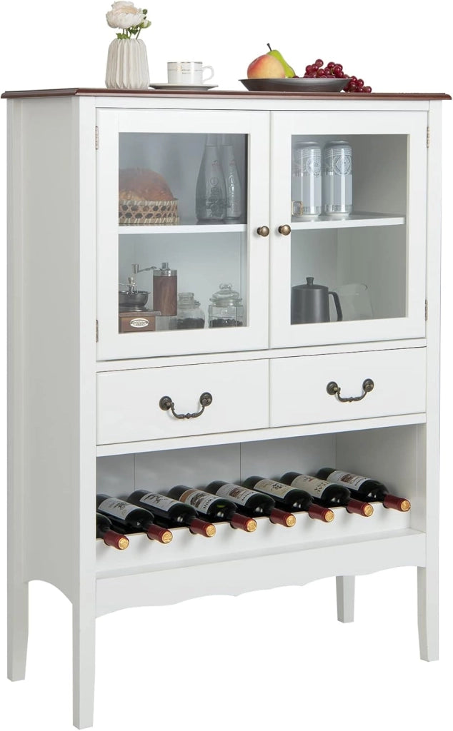 Mobile per vino, credenza con ante, cassetti con maniglia e cantina per vino, cantina moderna, 90,5 x 38 x 126 cm, per cucina, sala da pranzo, bar, SE09334FQDE