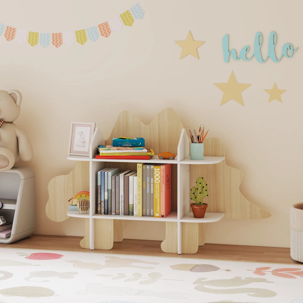 Libreria per bambini con 6 scomparti ¨C zephmum ¨C legno naturale 120x28x72cm