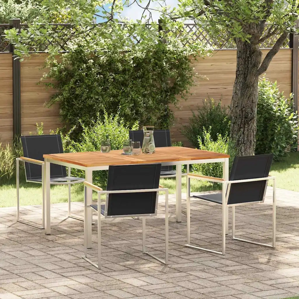 Set da Pranzo per Giardino 5 pcs Marrone Legno di teak solido 3334831
