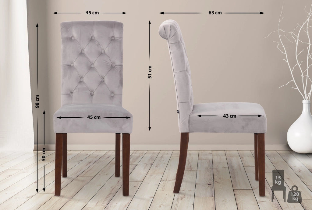 Set di 2 sedie da pranzo Lisburn grigio,Velluto