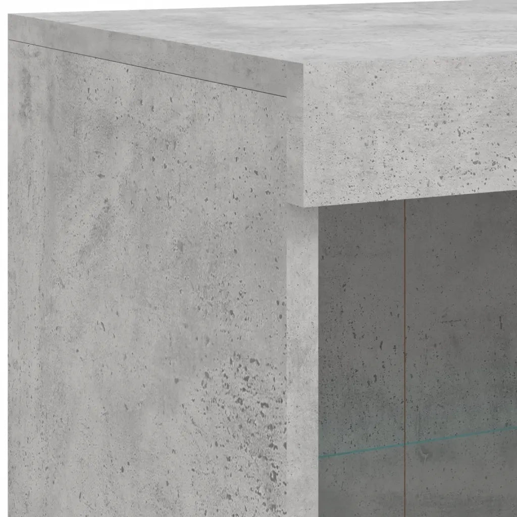 Credenza con Luci LED-Buffet-Armadio da cucina Grigio Cemento 81x37x100 cm