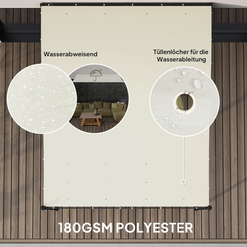 Pergola da parete 3x2,5 m ¨C zephmum ¨C crema, metallo, 300x250x250