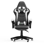 Sedia da gioco,  Sedia da gioco ergonomica, altezza regolabile, schienale reclinabile, braccioli e poggiatesta, nero e bianco