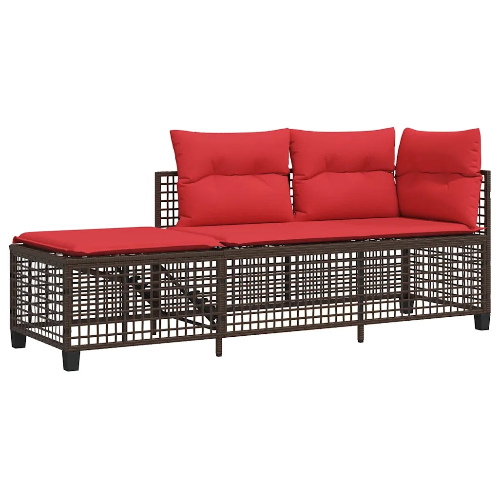 Set divano angolare da giardino a 3 pz con Cuscini in Polyrattan Marrone 365451