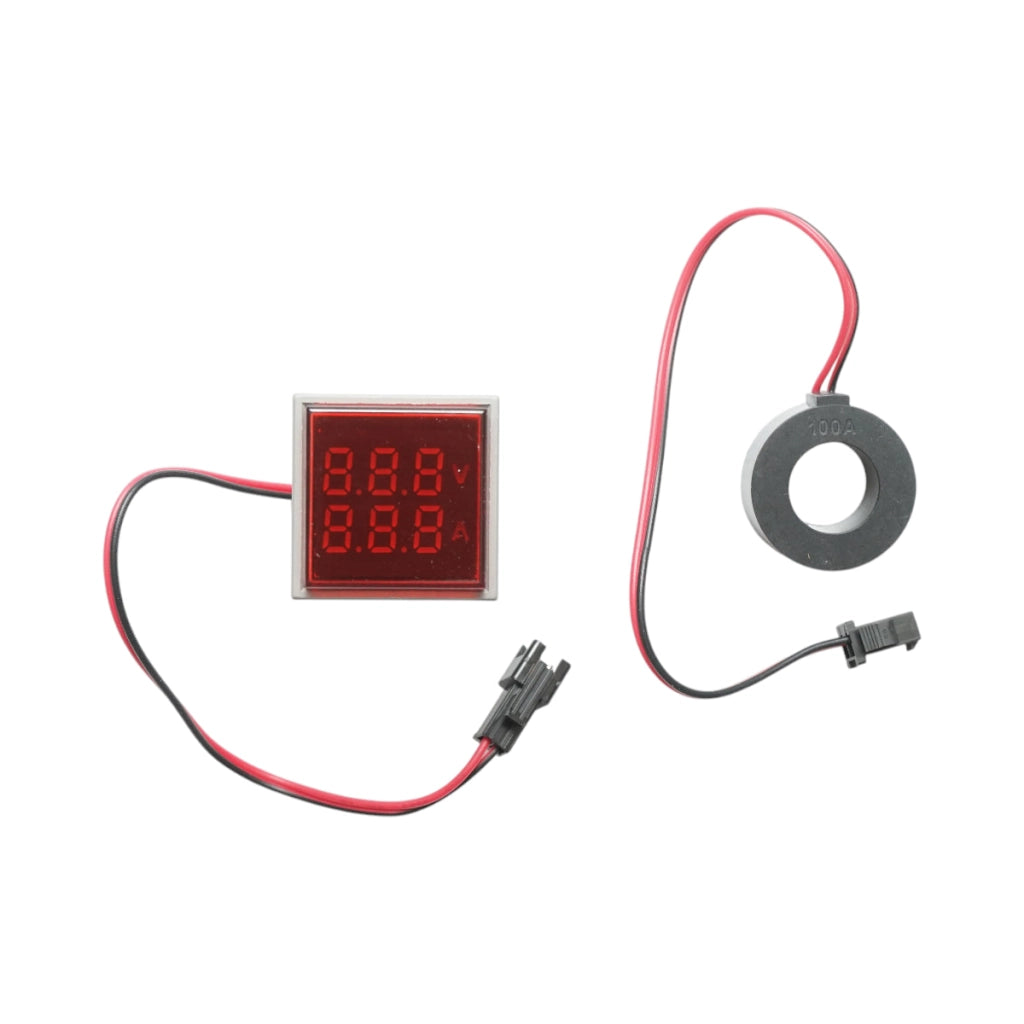 Indicatore digitale amperometro e voltmetro LED rosso 0-100A/50-500V AC Ø 22mm Breckner Germany