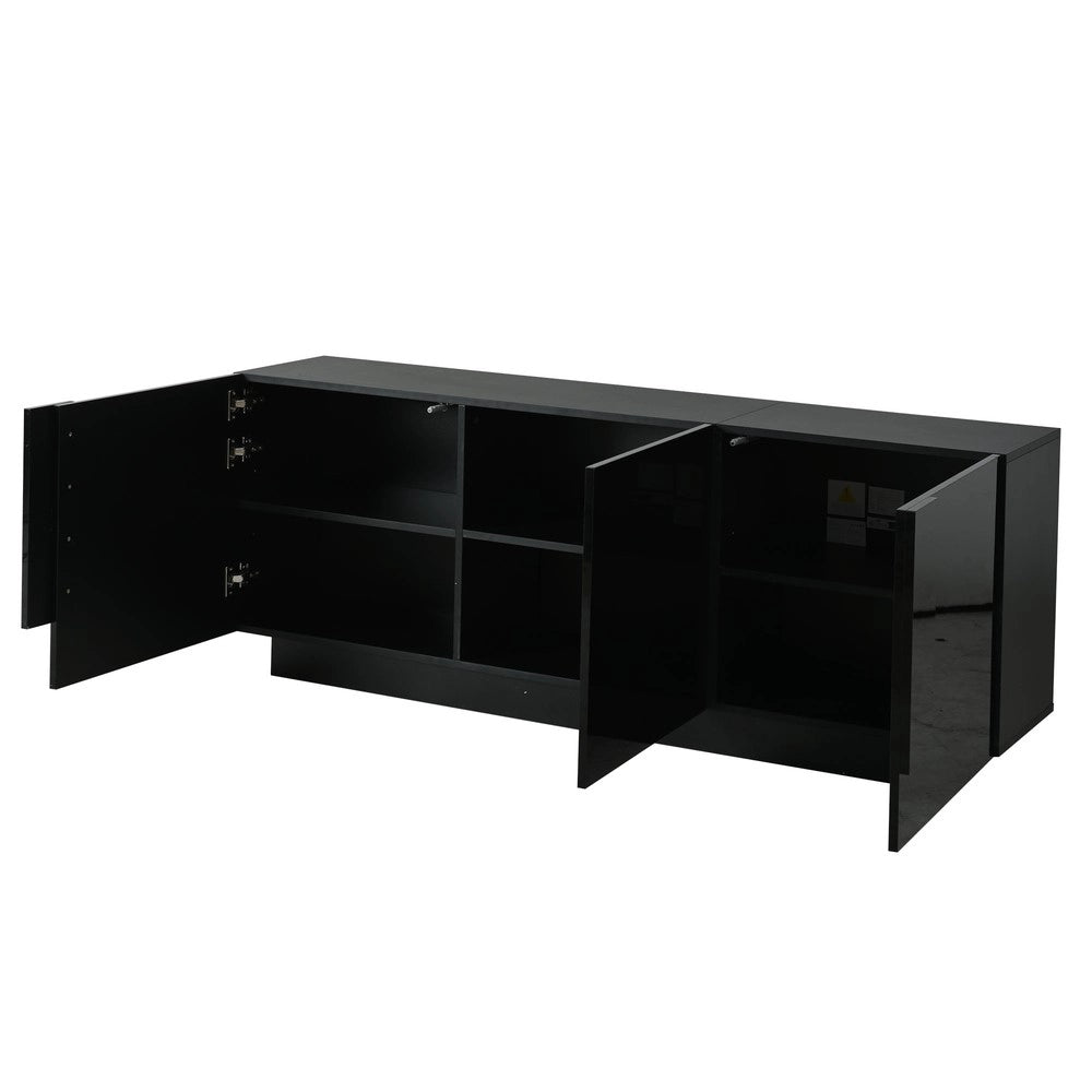 Credenza Soggiorno 3 Ante ¨C MINIMAL ¨C Nero, Truciolato, 160x60x35