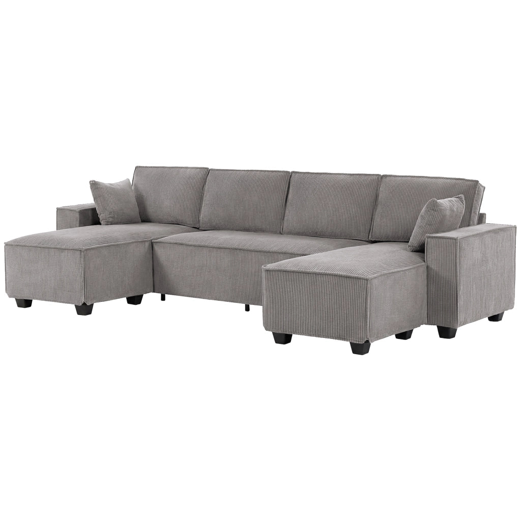 Divano angolare con chaise longue ¨C Zephmum ¨C Tessuto grigio chiaro 270x220x90