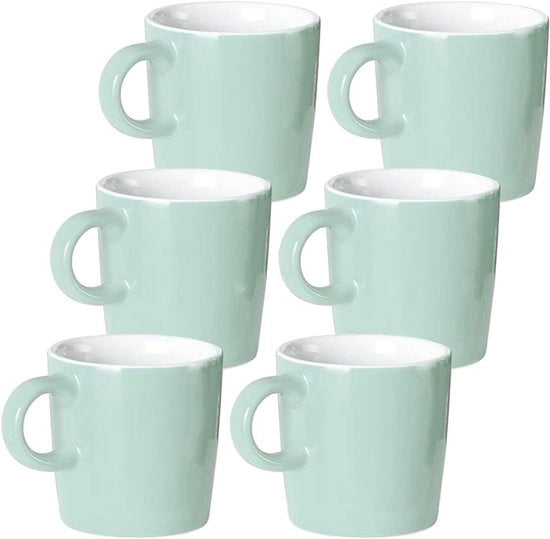 Set di 6 Ciotole in Ceramica per Espresso, 120 ml - Piccole Sacche per Tè - Colore Blu Turquoise