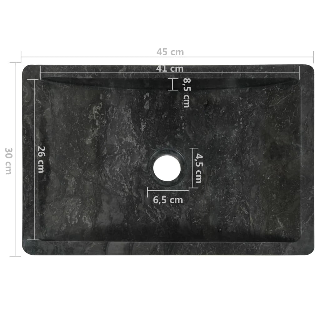 Lavabo in marmo nero 45 x 30 x 12 cm 02_0002554