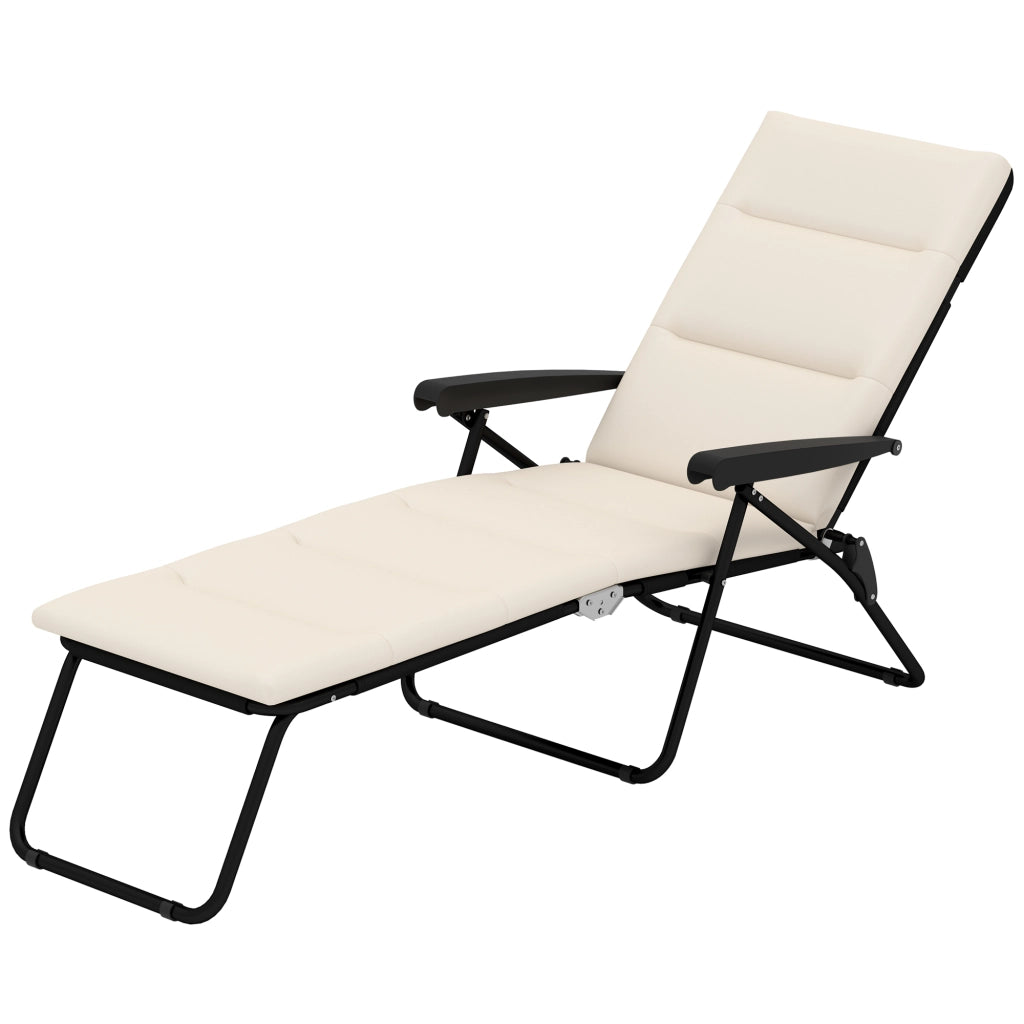 Lettino Prendisole Pieghevole 6 Posizioni ¨C Xylo ¨C Acciaio Polyester Crema con Cuscino