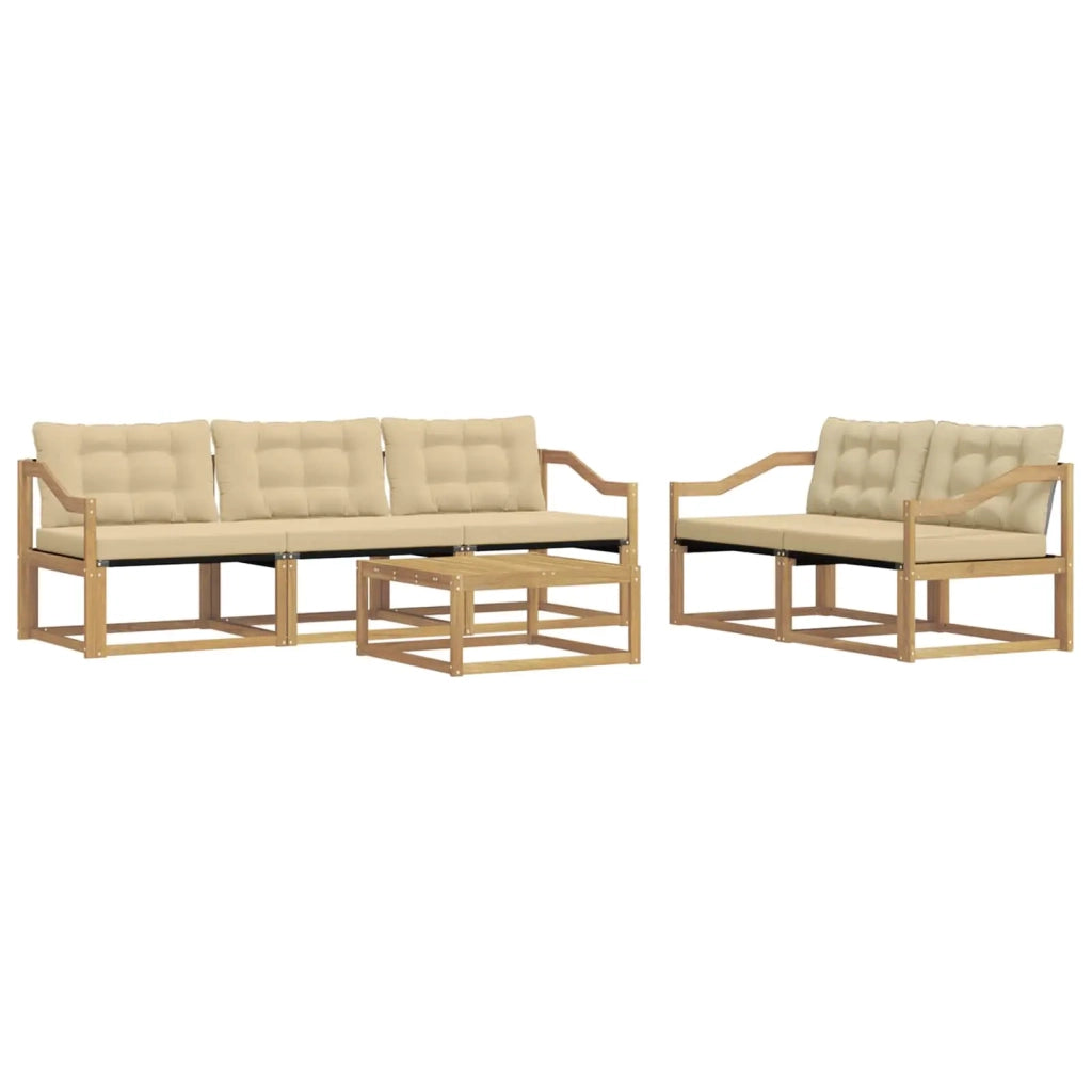 Set di divani da esterno 6 pcs Bianco e Beige 79 x 79 x 37 cm 3388431