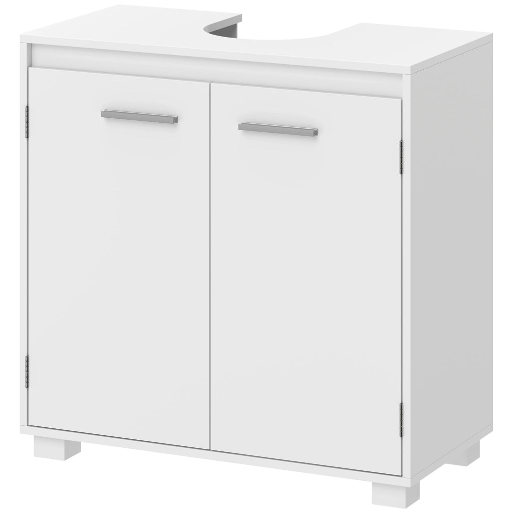 Mobile Sotto Lavabo con Ripiano Regolabile e 2 Ante 60x30x60 cm Bianco
