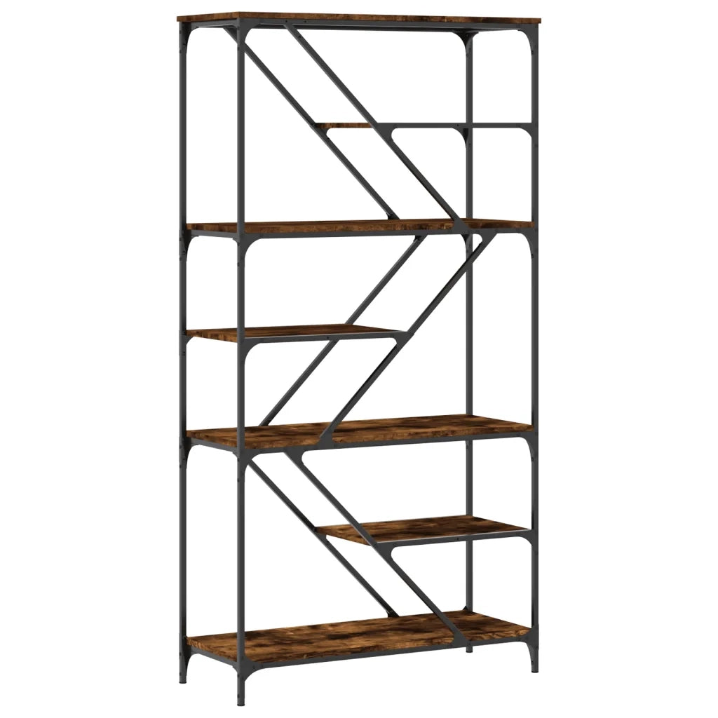 Libreria Rovere Fumo 91x36x176 cm Legno Multistrato e Acciaio 835416